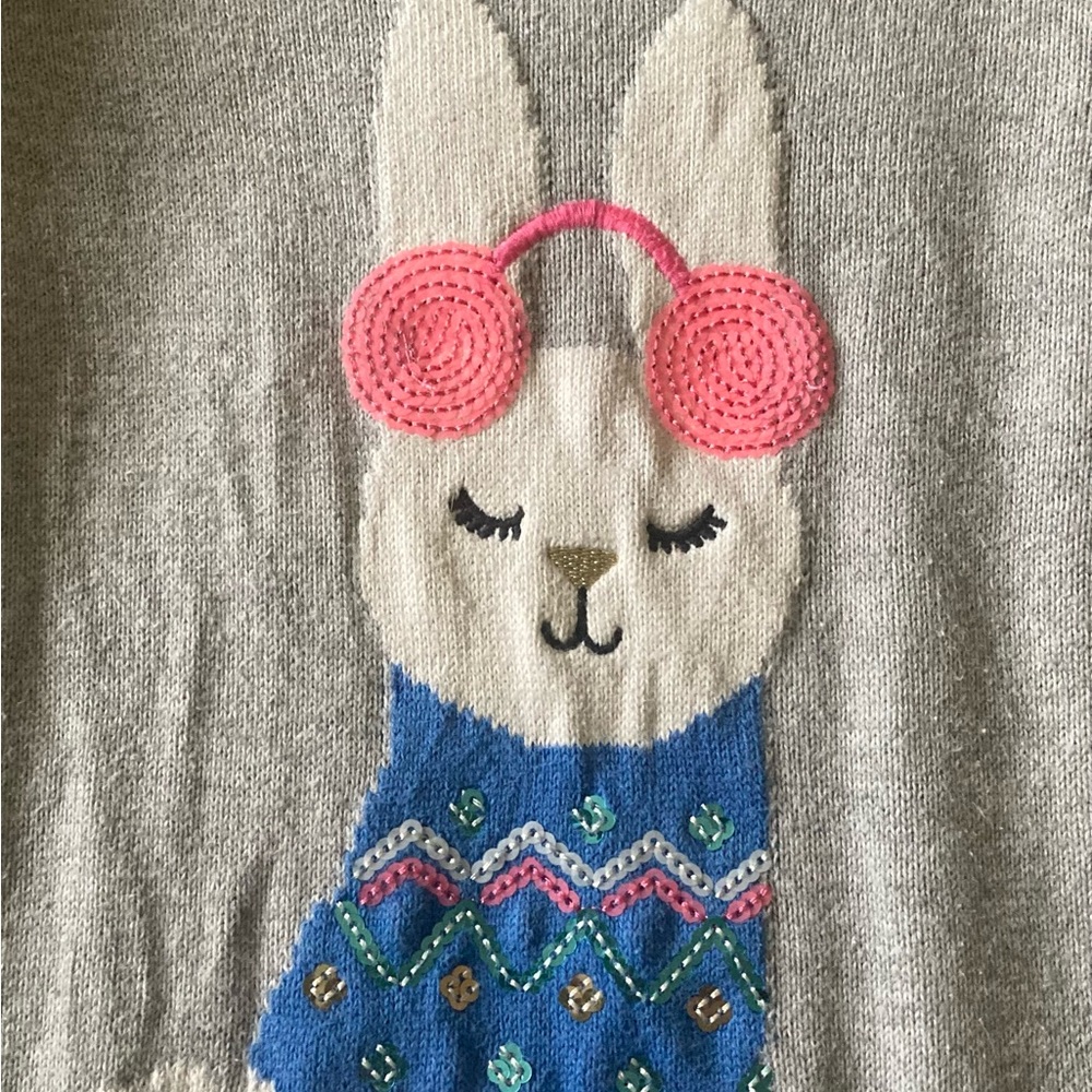 Gymboree Snowflake Fun Girls 10 Gray  Heather Bunny Sweater Dress‎ Drop Waist - Picture 3 of 3